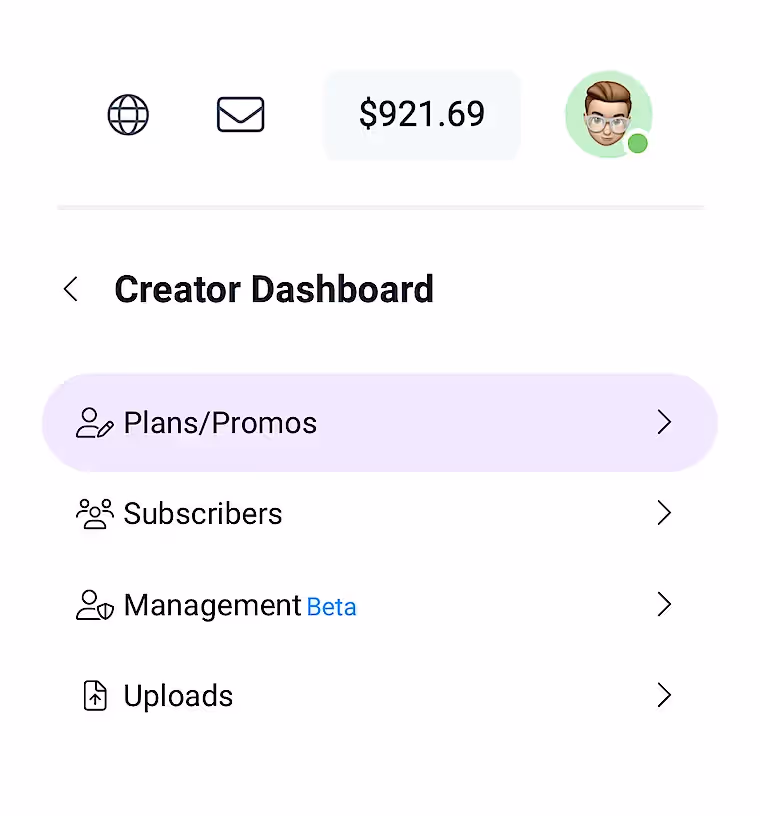 Выбор Plans и Promos