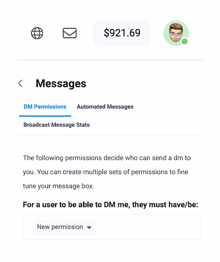 Выбор настроек приветственного сообщения