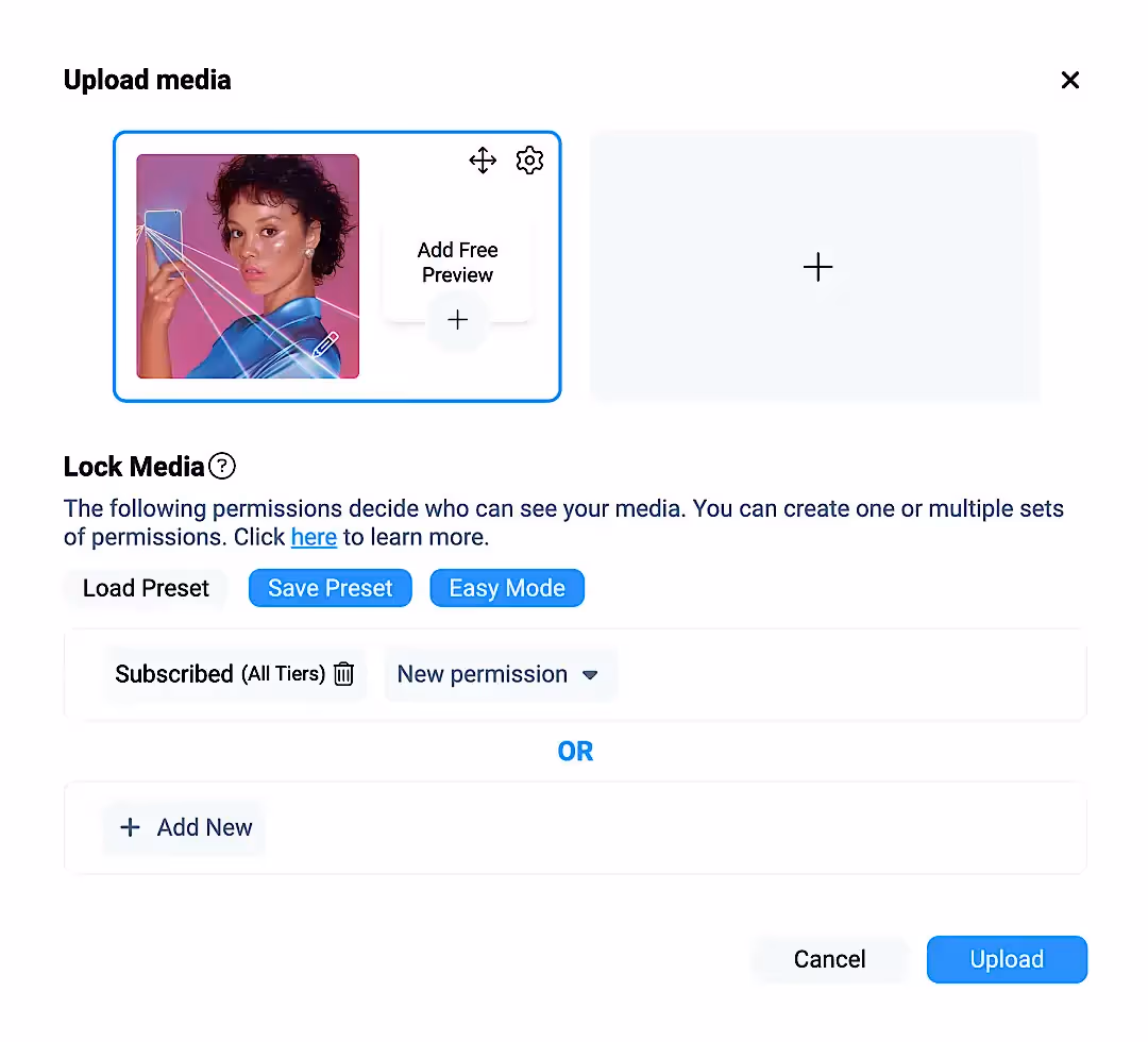 Как загружать фото и видео на Fansly