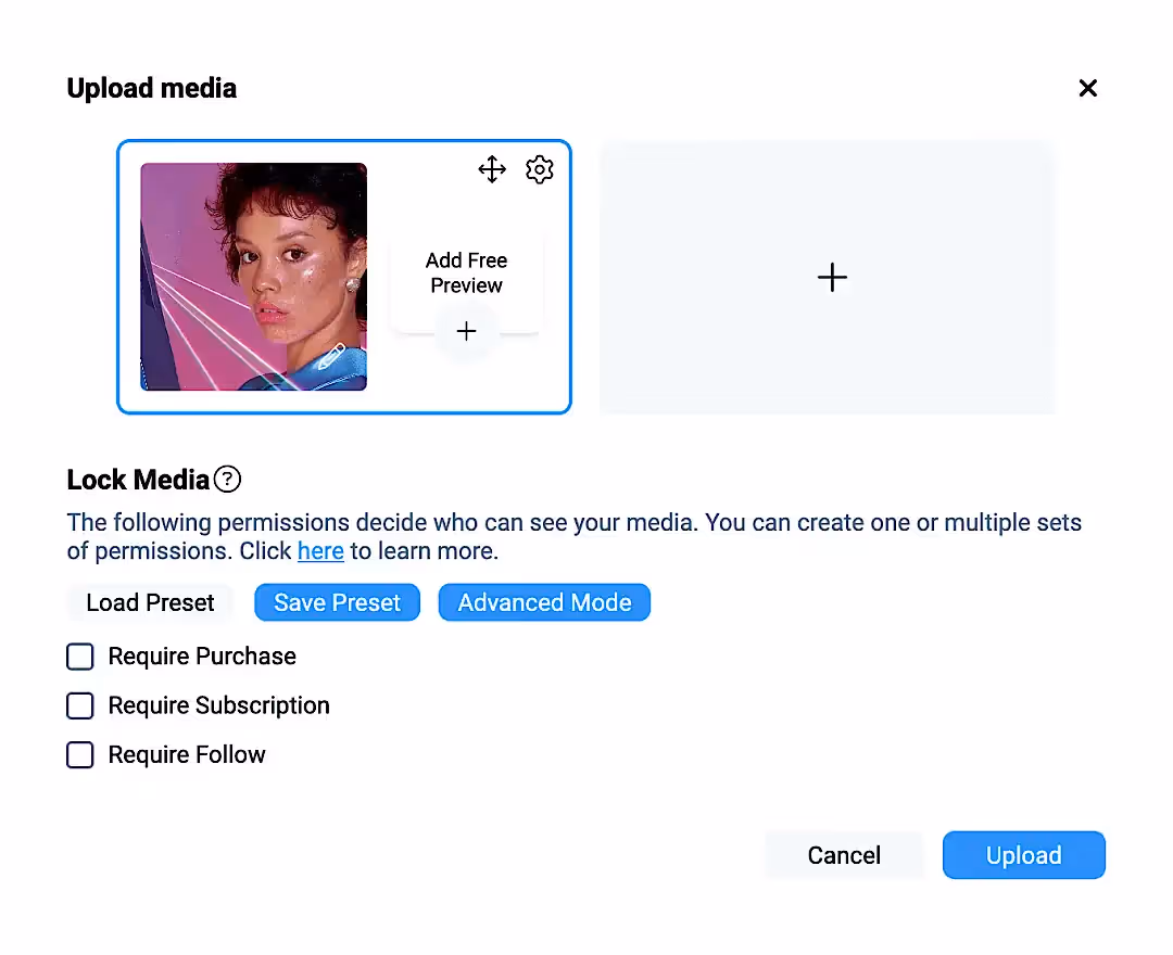 Настройки доступа и разрешений для медиа