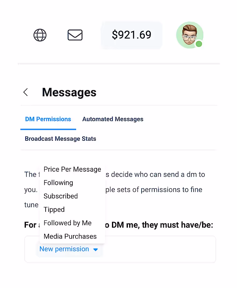 Настройка разрешений для отправки сообщений