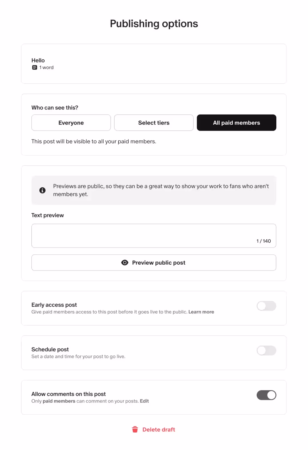 Налаштування публікацій