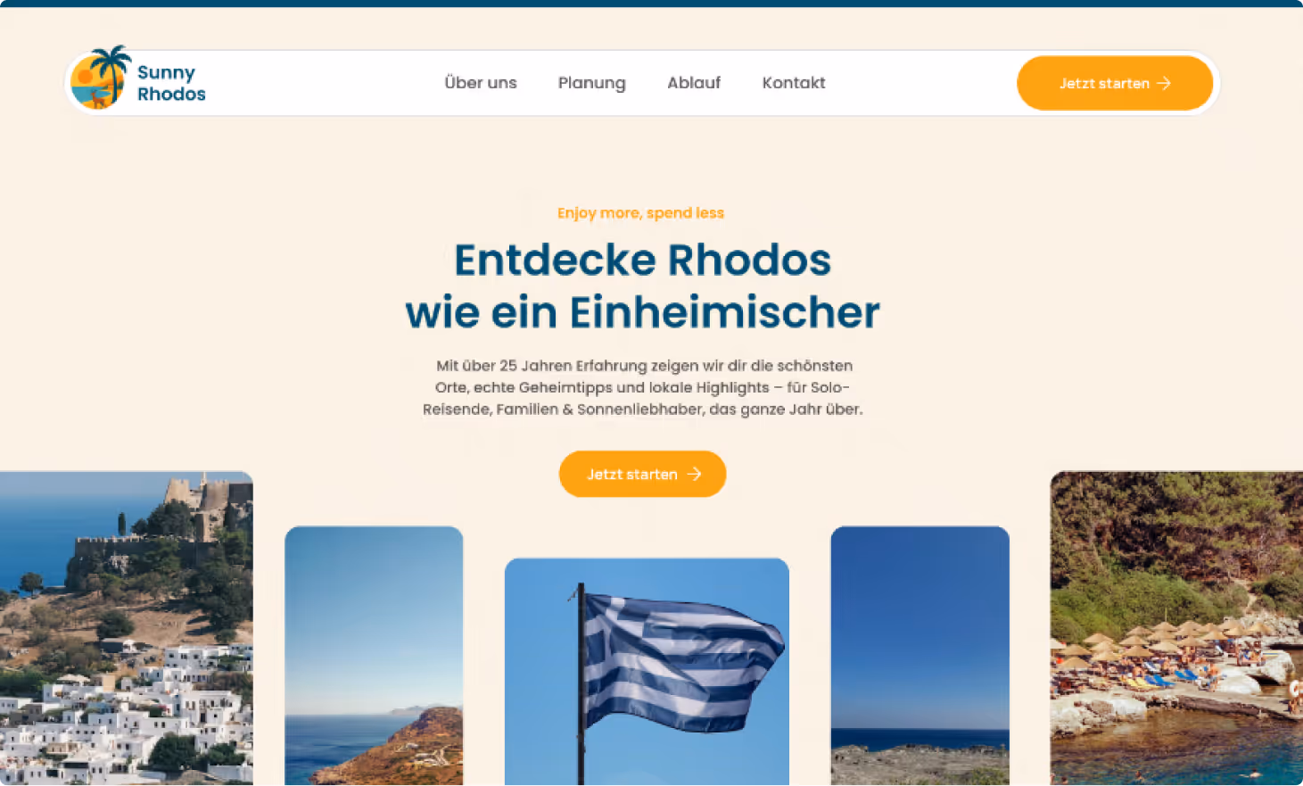 Sunny Rhodos Website Mockup