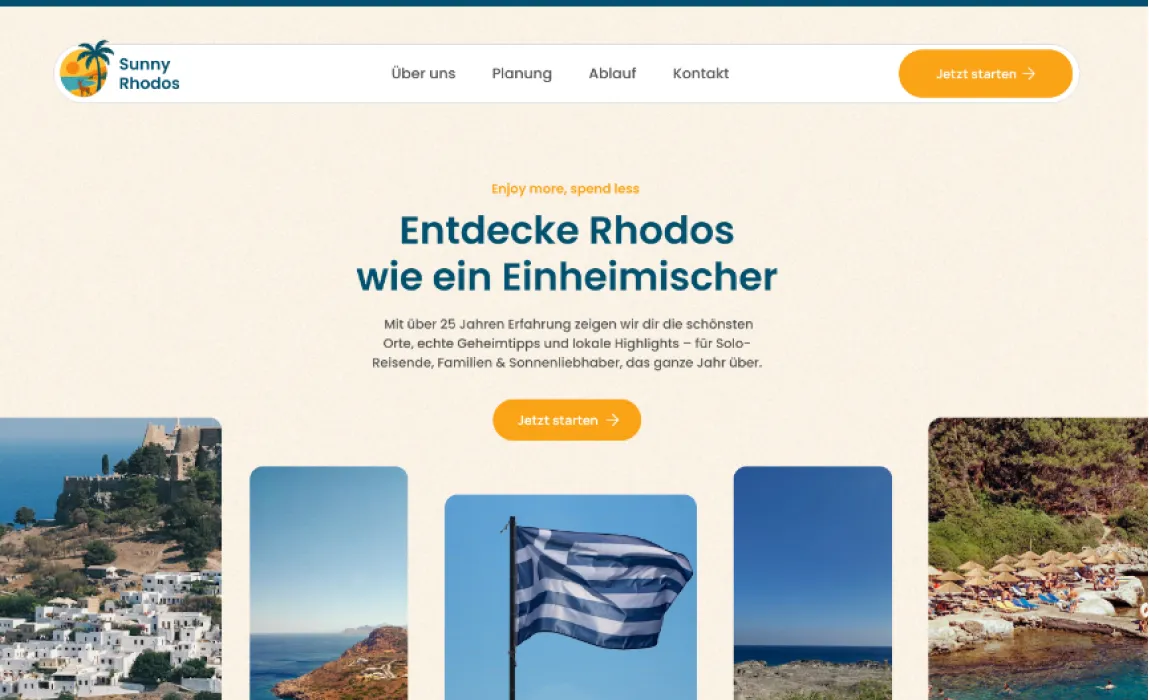 Sunny Rhodos Website Mockup