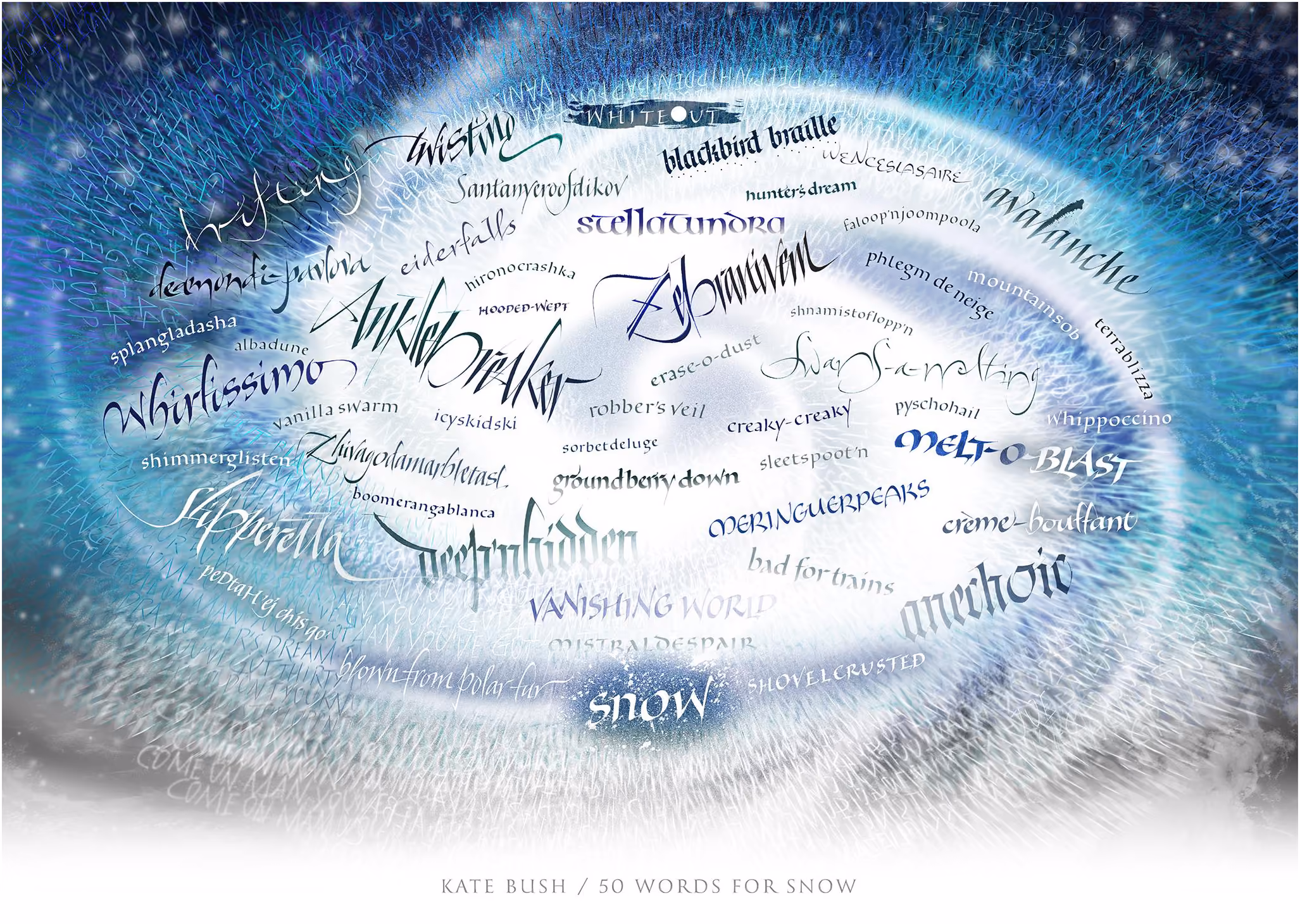 '50 Words For Snow' Calligraphic Art Print