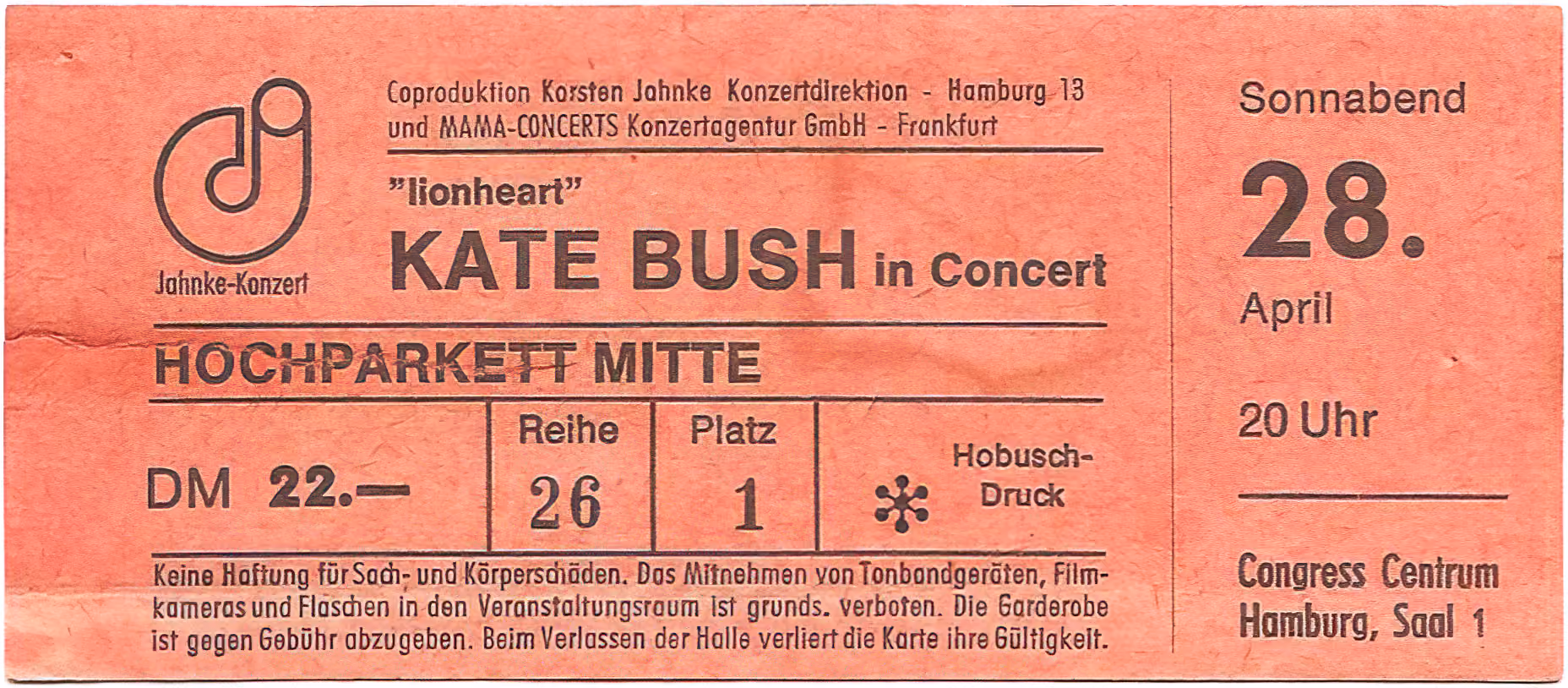 'The Tour Of Life' Concert Ticket