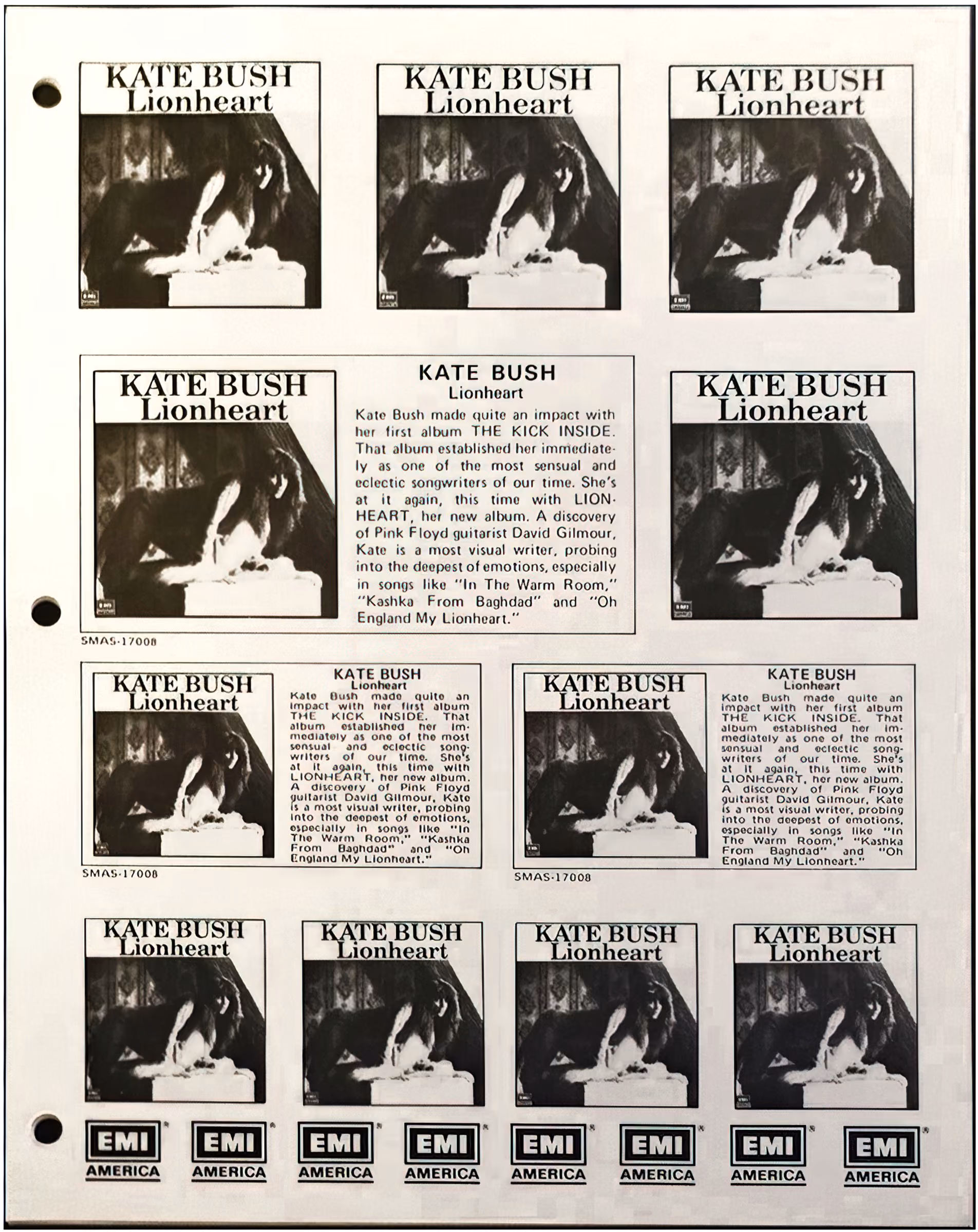 'Lionheart' Advertising Sheet