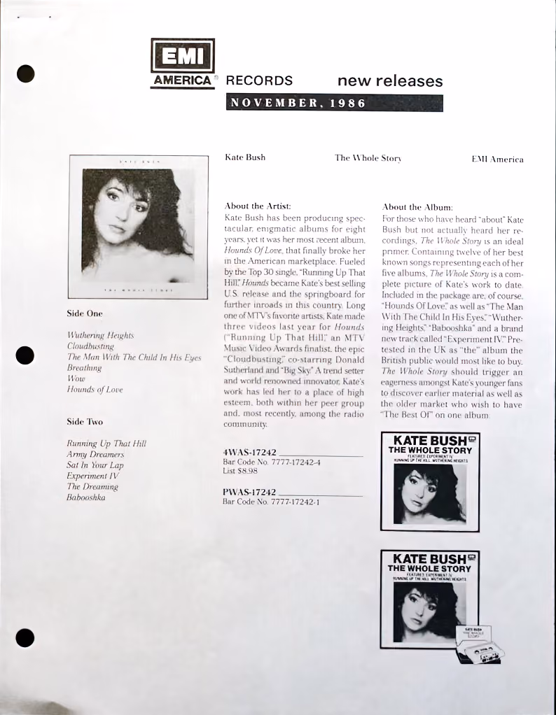 'The Whole Story' Advertising Sheet