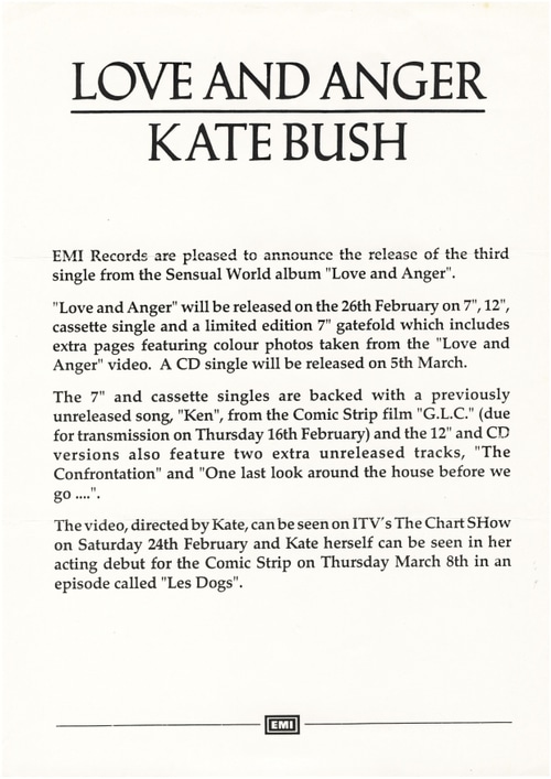 'Love And Anger' Press Release