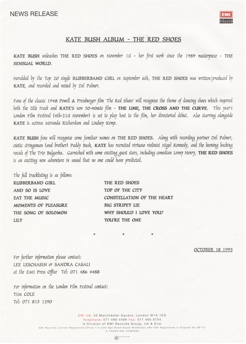 'The Red Shoes' Album Press Release