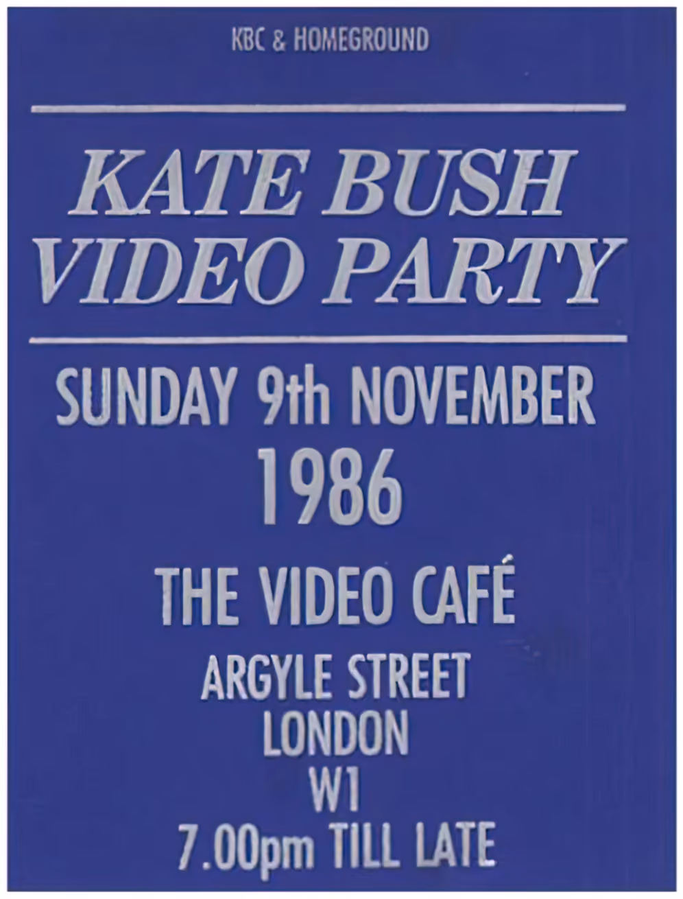 'Kate Bush Video Party' Pass