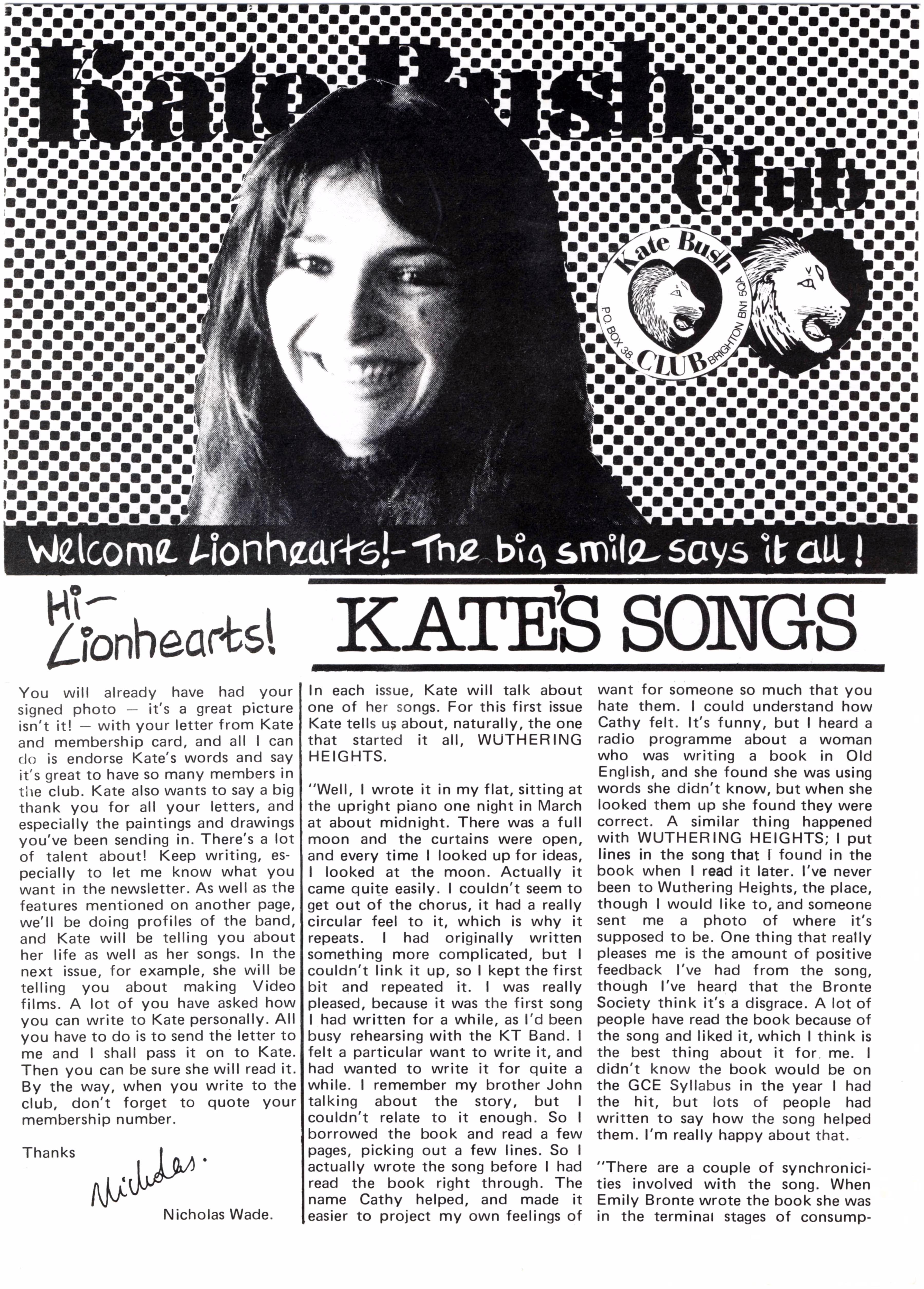 'Kate Bush Club' Magazine Issue 1