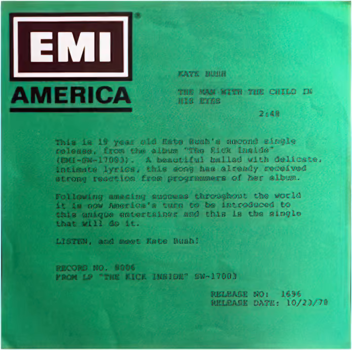 'The Man With The Child In His Eyes' Single Fact Sheet