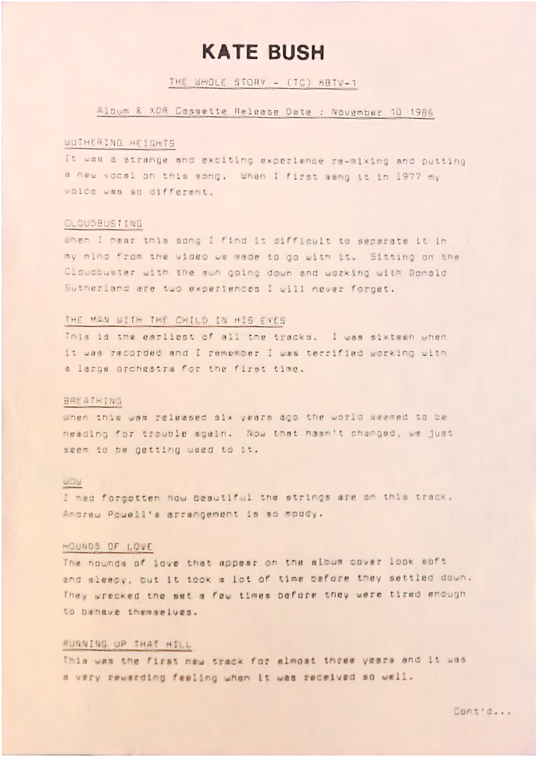 'The Whole Story' Press Kit