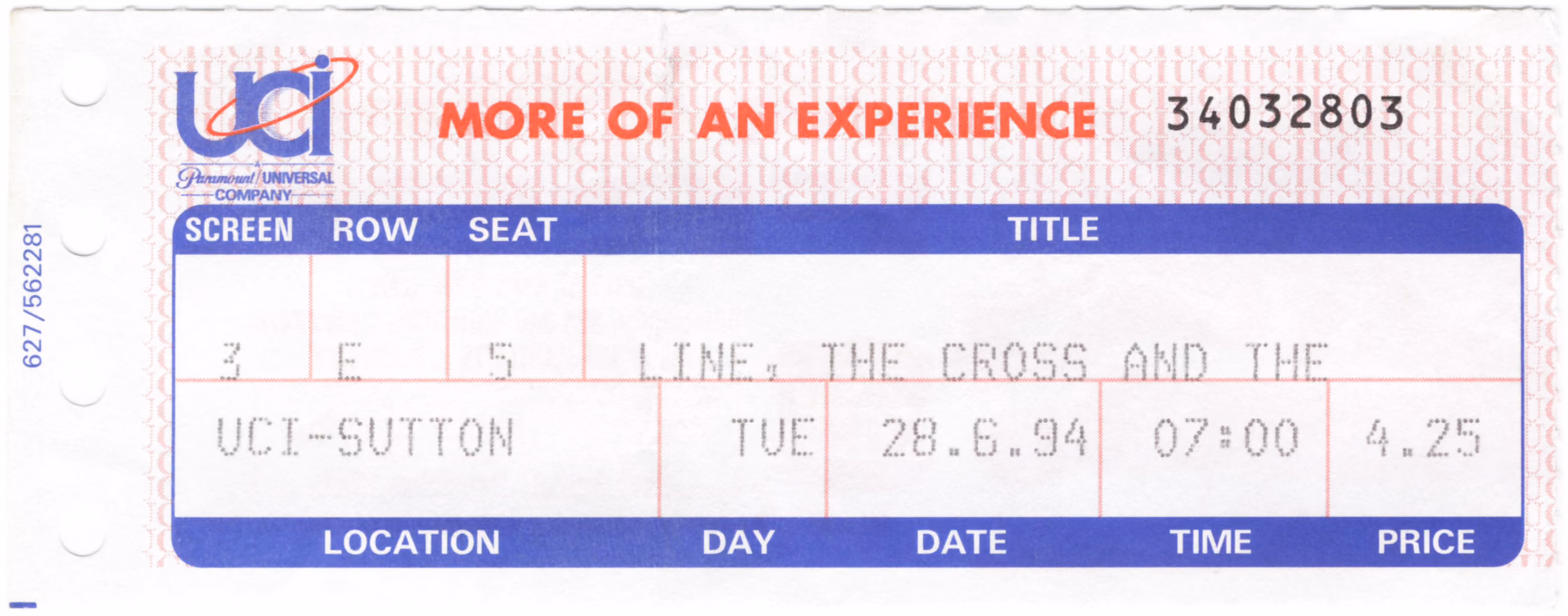 'The Line, The Cross & The Curve' Cinema Ticket