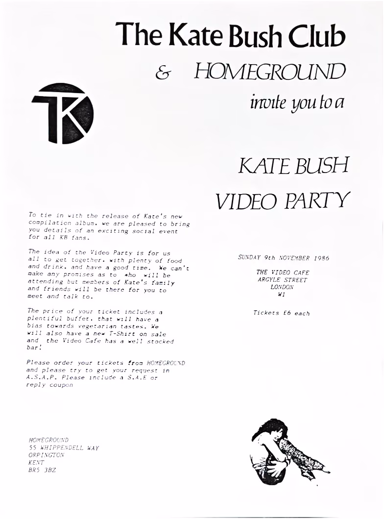 'Kate Bush Video Party' Invitation Letter