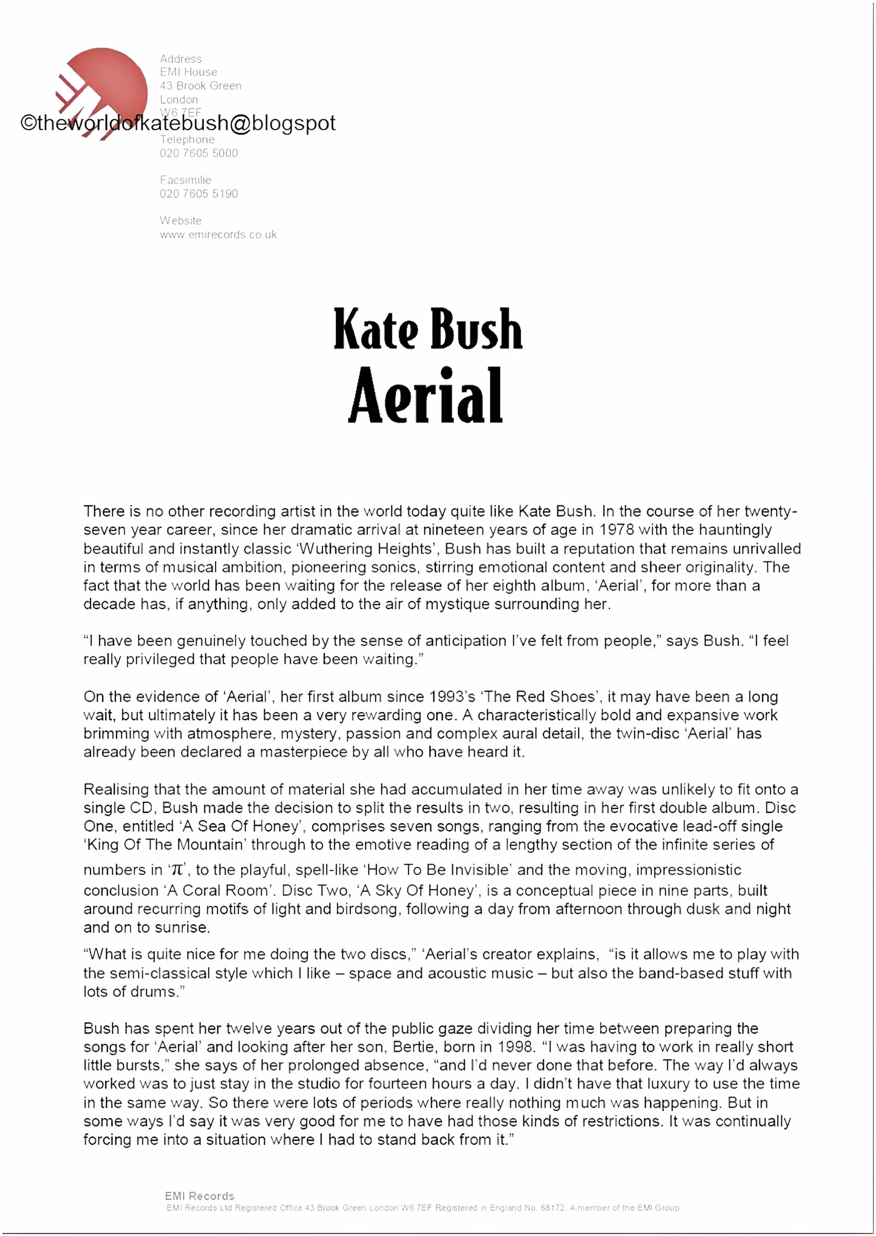 'Aerial' Press Release