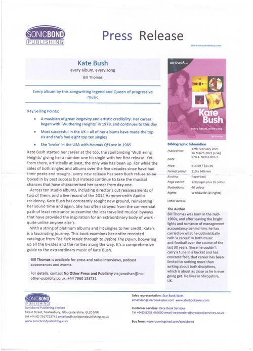 'On Track: Every Album, Every Song' Book Press Release