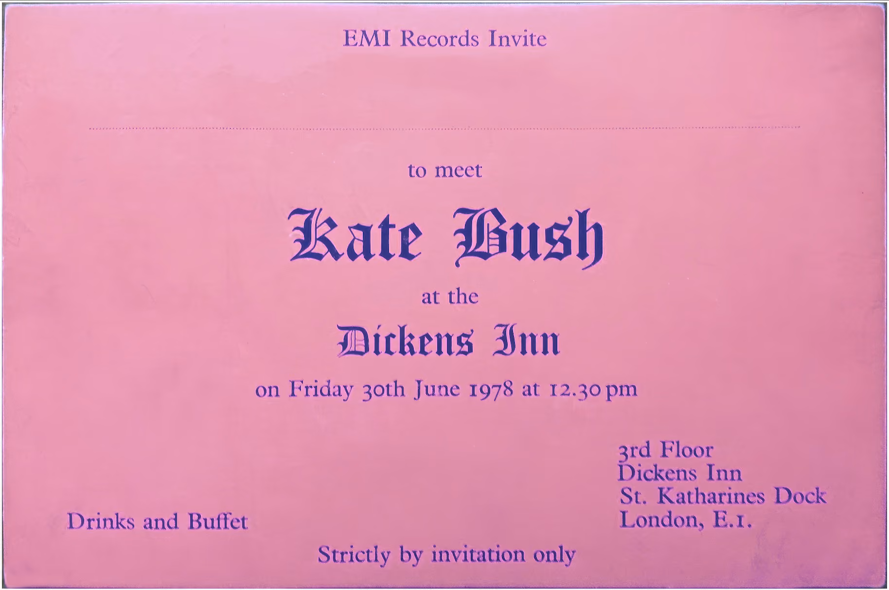 'Meet Kate Bush' Invitation