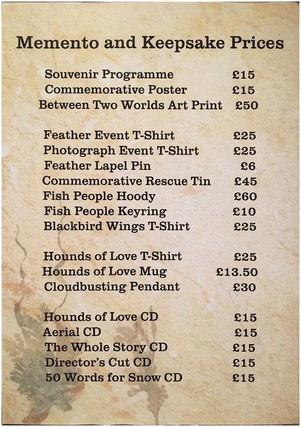 'Before The Dawn' Merchandise Price List