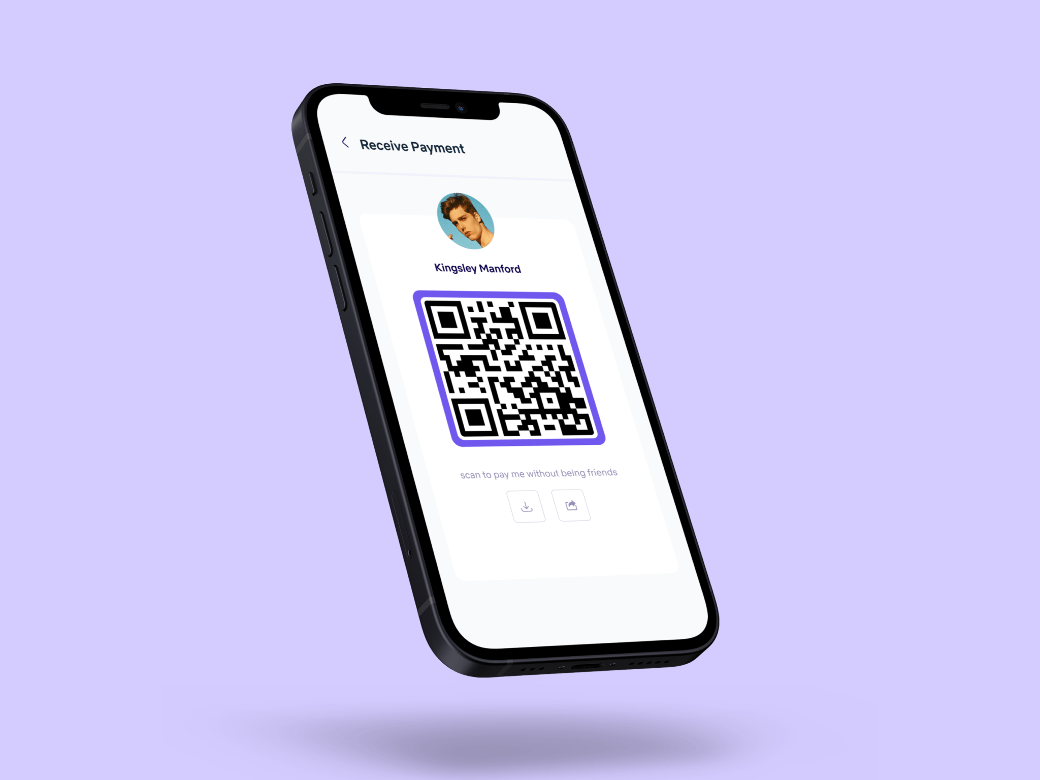 A mockup image of the Speso mobile app receive payment section
