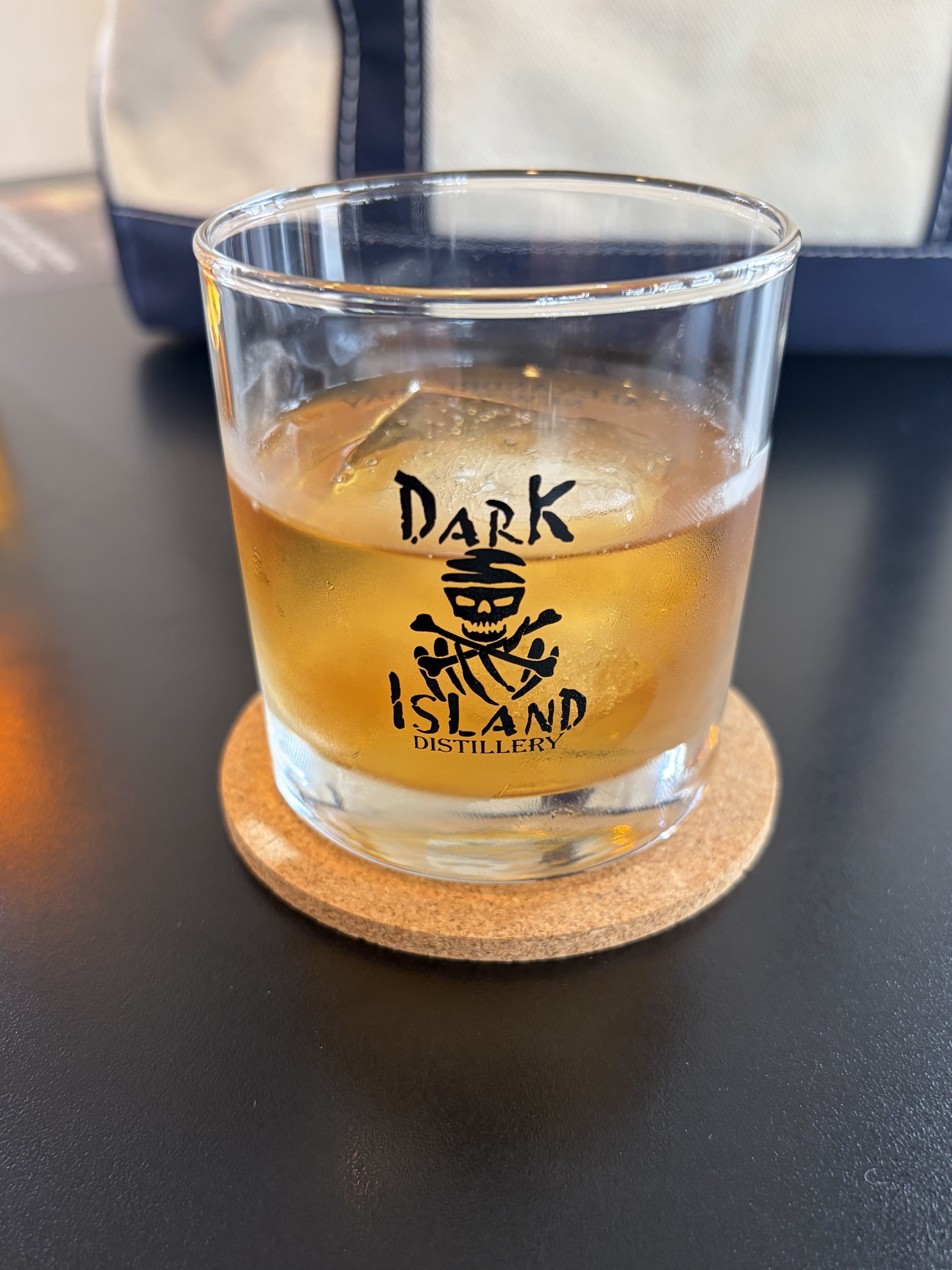 Dark Island Spirits bourbon glass served at Bourbon and Business in Alexandria Bay