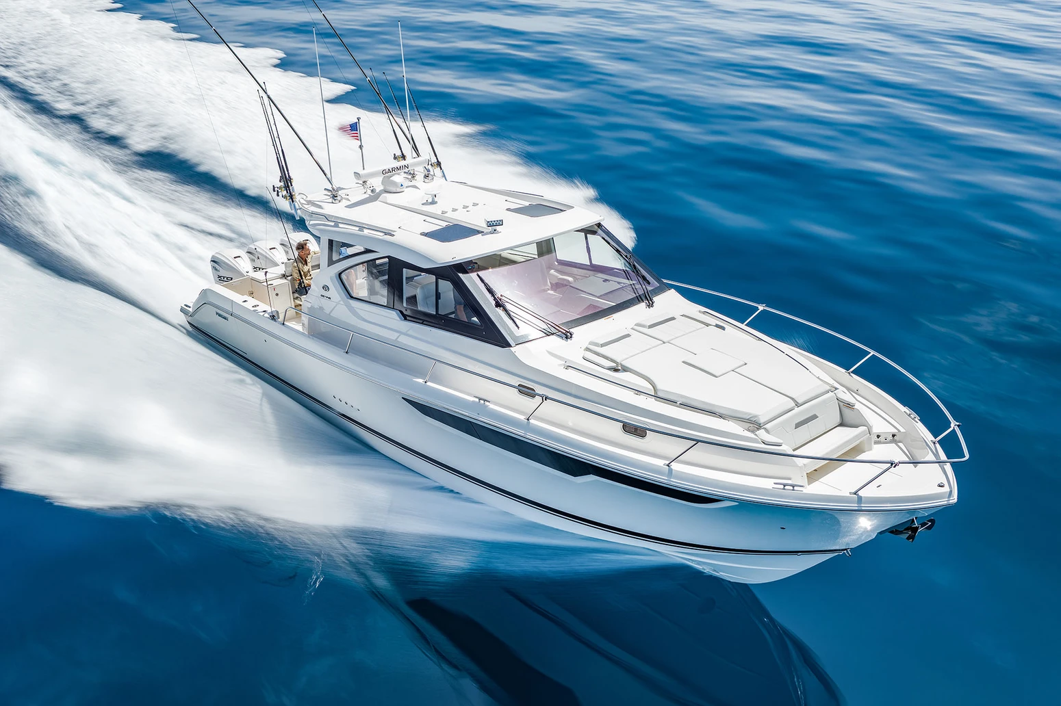 Pursuit yacht underway