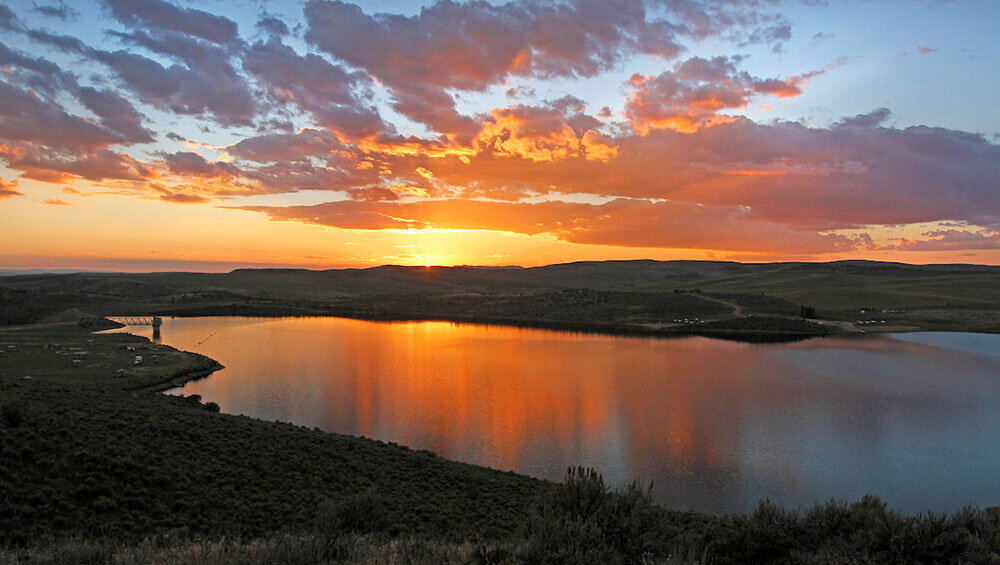 Photo of Elkhead Reservoir at sunset