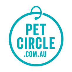 Logo of Pet Circle featuring a teal-colored circular pet tag design with the website URL "PETCIRCLE.COM.AU" inside.
