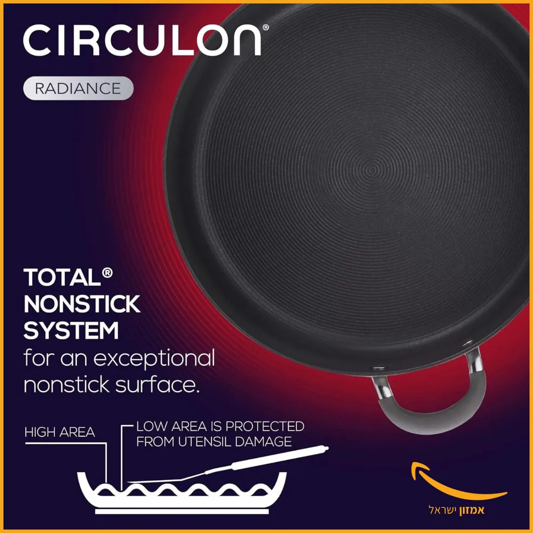 סט של 2 מחבתות נון-סטיק יוקרתיות מבית Circulon — עם טבעות מוגבהות לטיגון מושלם, ב-237 שקלים! 