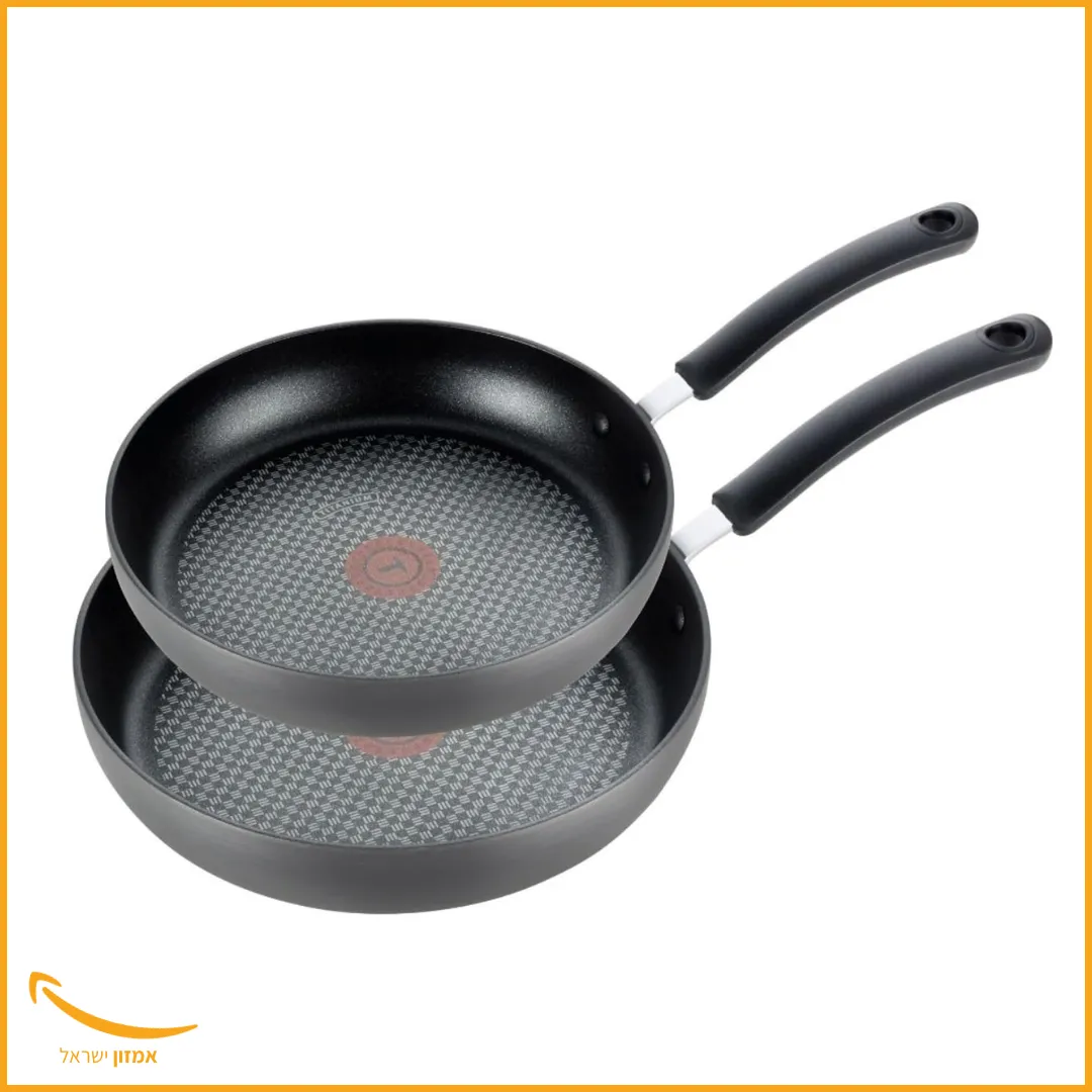 סט 2 מחבתות מקצועיות של T-Fal עם ציפוי טיטניום נון-סטיק במחיר מעולה