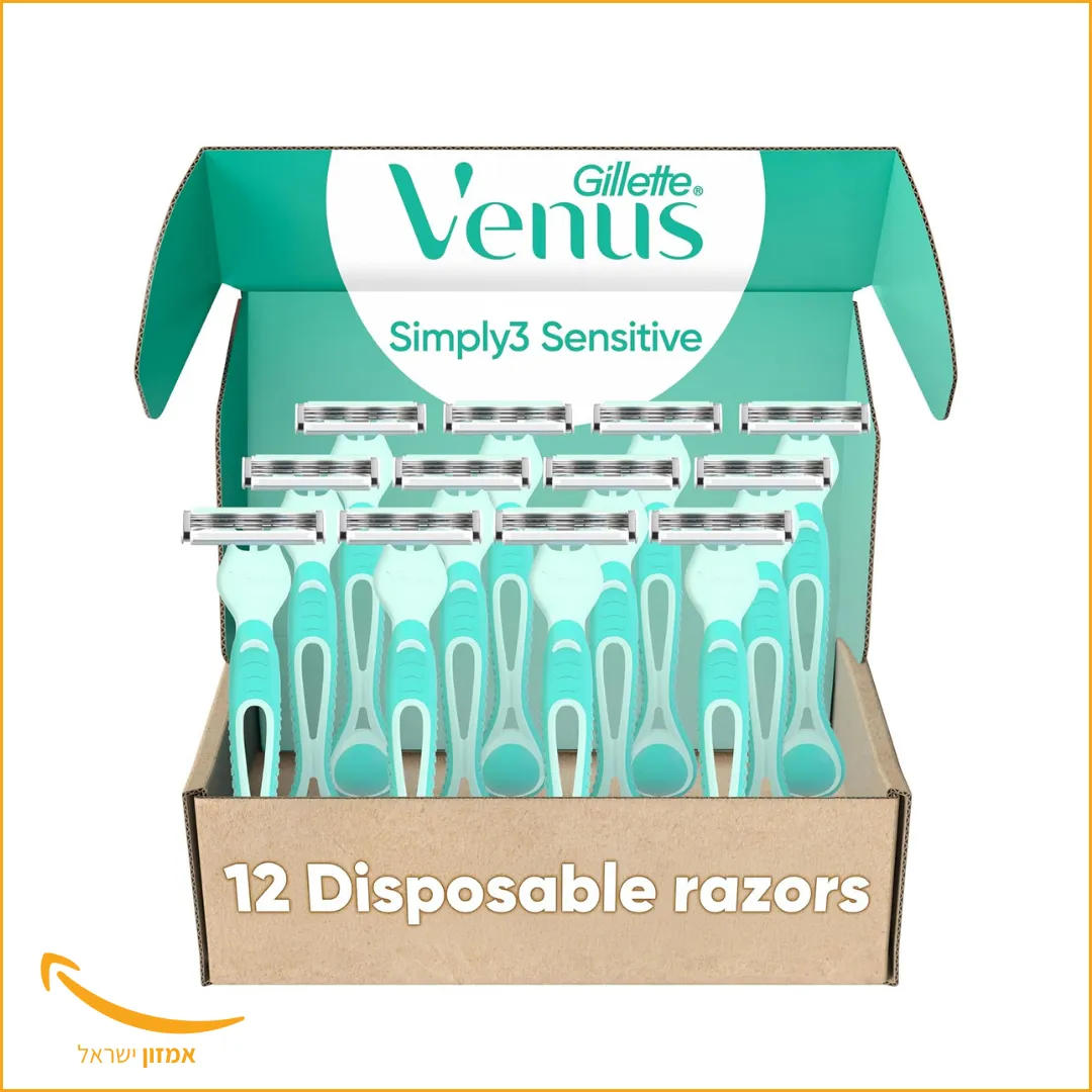 סכיני גילוח חד־פעמיות לנשים Gillette Venus Simply 3 לעור רגיש