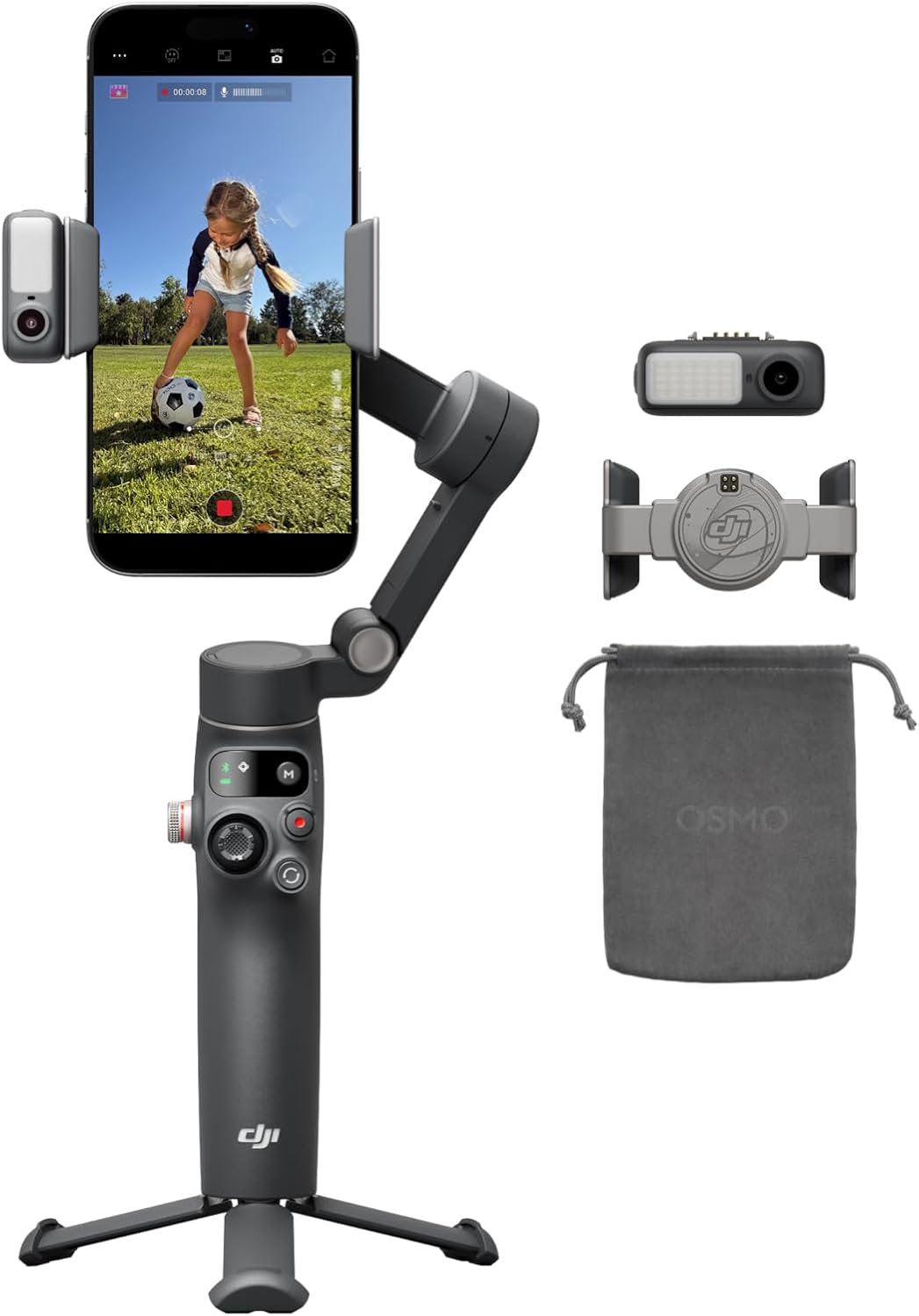 DJI Osmo Mobile 8 — גימבל מייצב לסמארטפון עם כל האביזרים