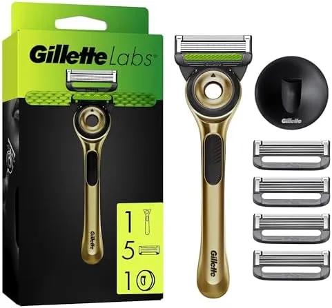 סט גילוח פרימיום של ג'ילט, Labs Champion Gold: ידית + 5 סכינים