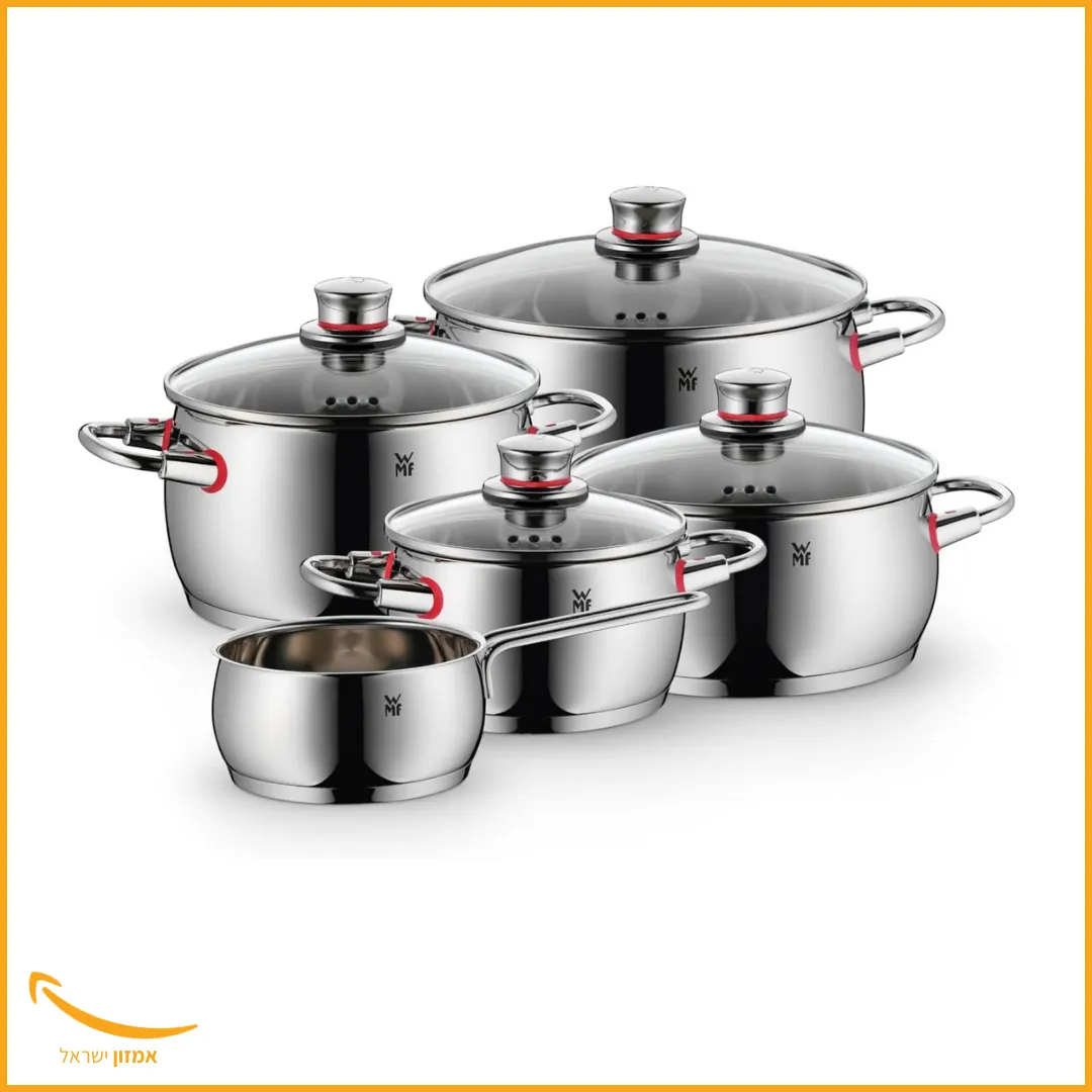 סט 5 סירי WMF מפלדת אל-חלד: מותג פרימיום גרמני, בפער של כ-1,000 ₪ מהארץ