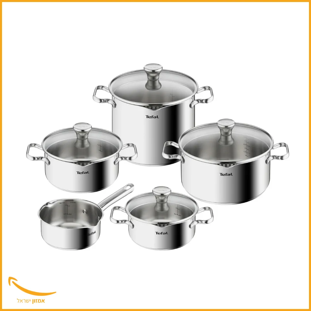 סט 5 סירים של Tefal מסדרת Duetto מפלדת אל-חלד: לכל סוגי הכיריים