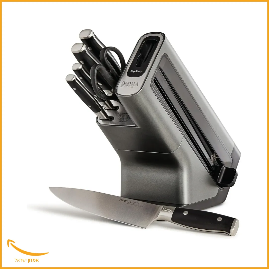 סט סכיני שף נינג'ה Ninja Foodi עם בלוק ומשחיז מובנה