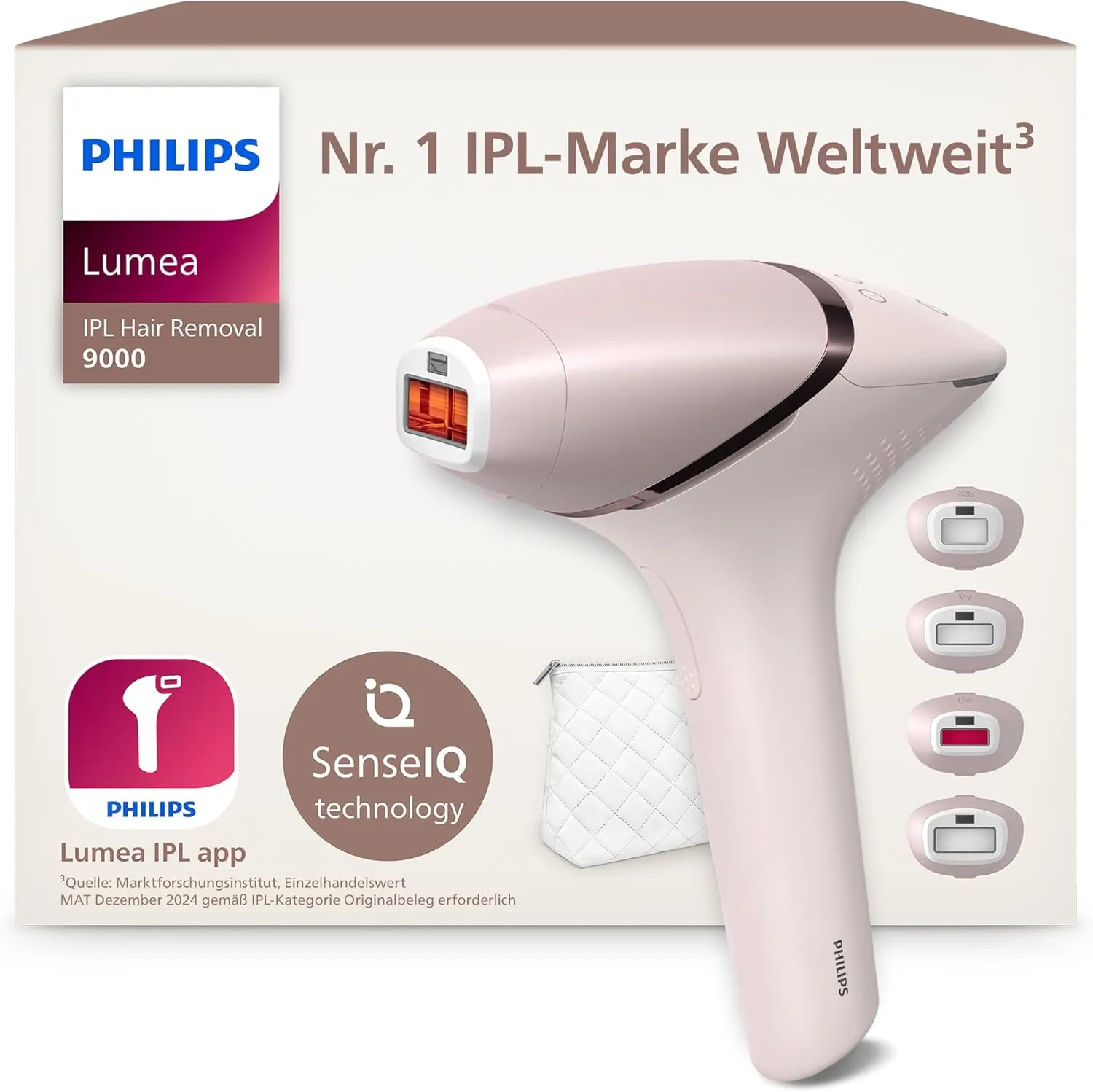 מכשיר הסרת שיער Philips Lumea IPL 9000 — אלחוטי עם 4 ראשים וטכנולוגיית SenseIQ