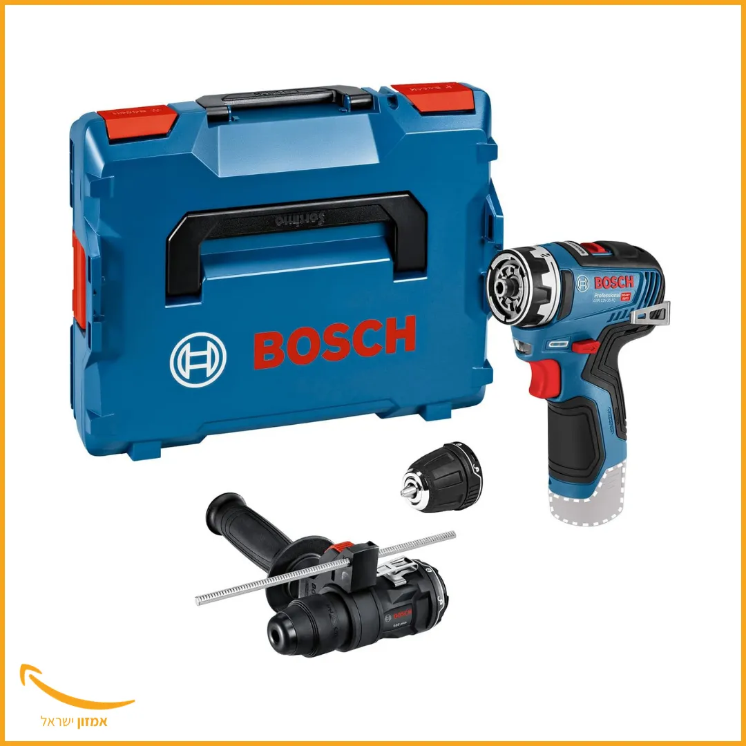 מקדחה-מברגה נטענת Bosch Professional 12V עם ראשים מתחלפים ומזוודת L-BOXX