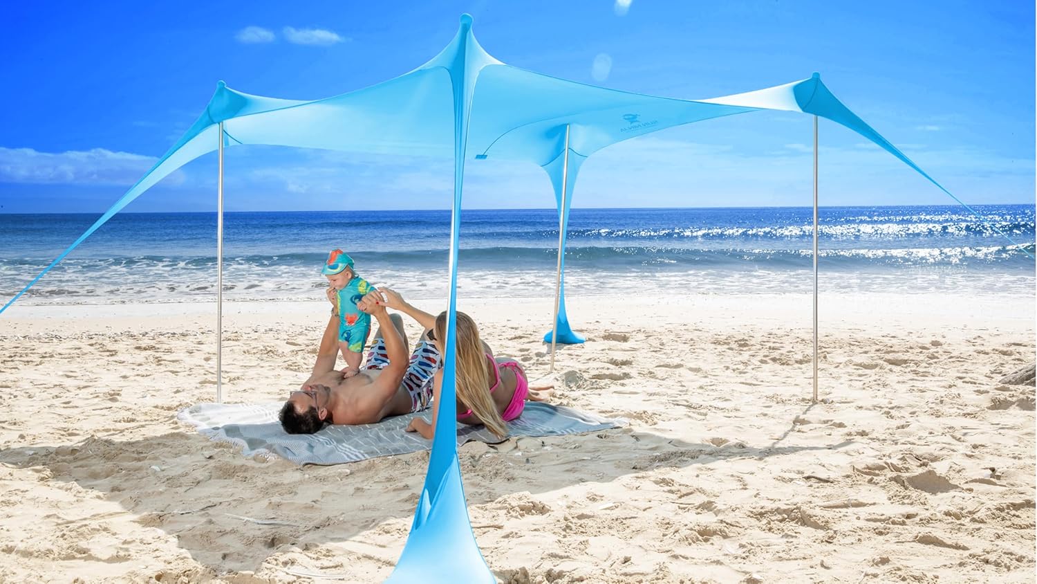 אוהל חוף SUN NINJA Pop-Up עם הגנת UPF 50+ — 213×229 ס"מ ל-6 אנשים