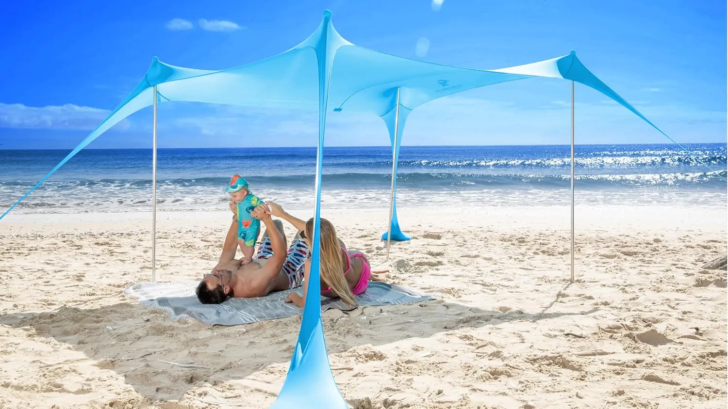 אוהל חוף SUN NINJA Pop-Up עם הגנת UPF 50+ — 213×229 ס"מ ל-6 אנשים