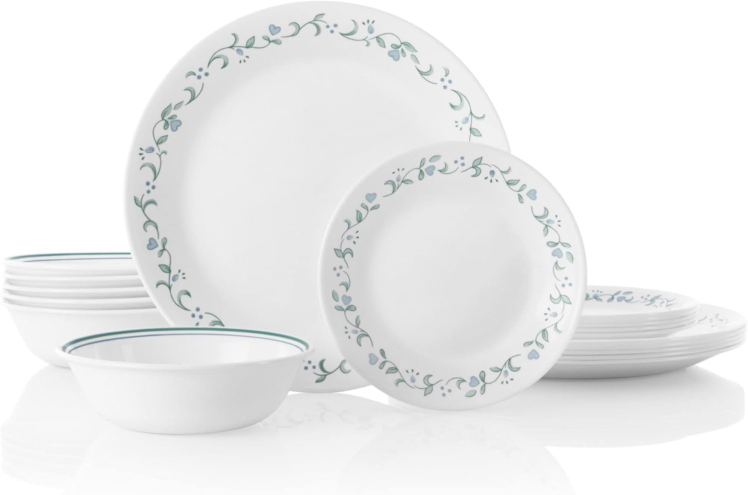 סט כלי אוכל קורל Corelle ל-6 סועדים — 18 חלקים מזכוכית תלת-שכבתית