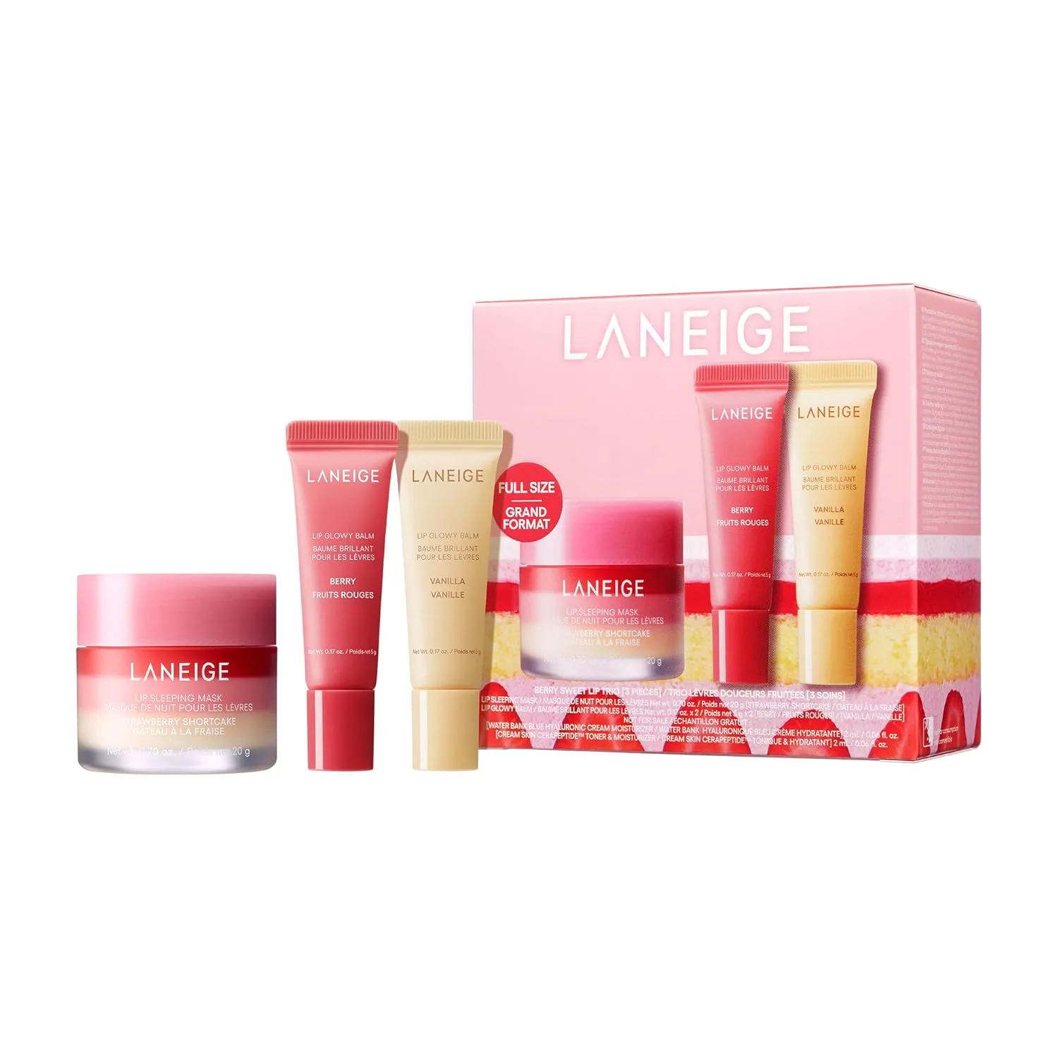 ערכת טיפוח לשפתיים של LANEIGE: מסכת לילה ושני באלמים זוהרים