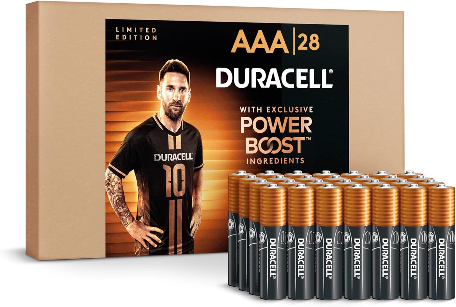 סוללות AAA של Duracell — מארז 28 יחידות (מהדורת מסי)