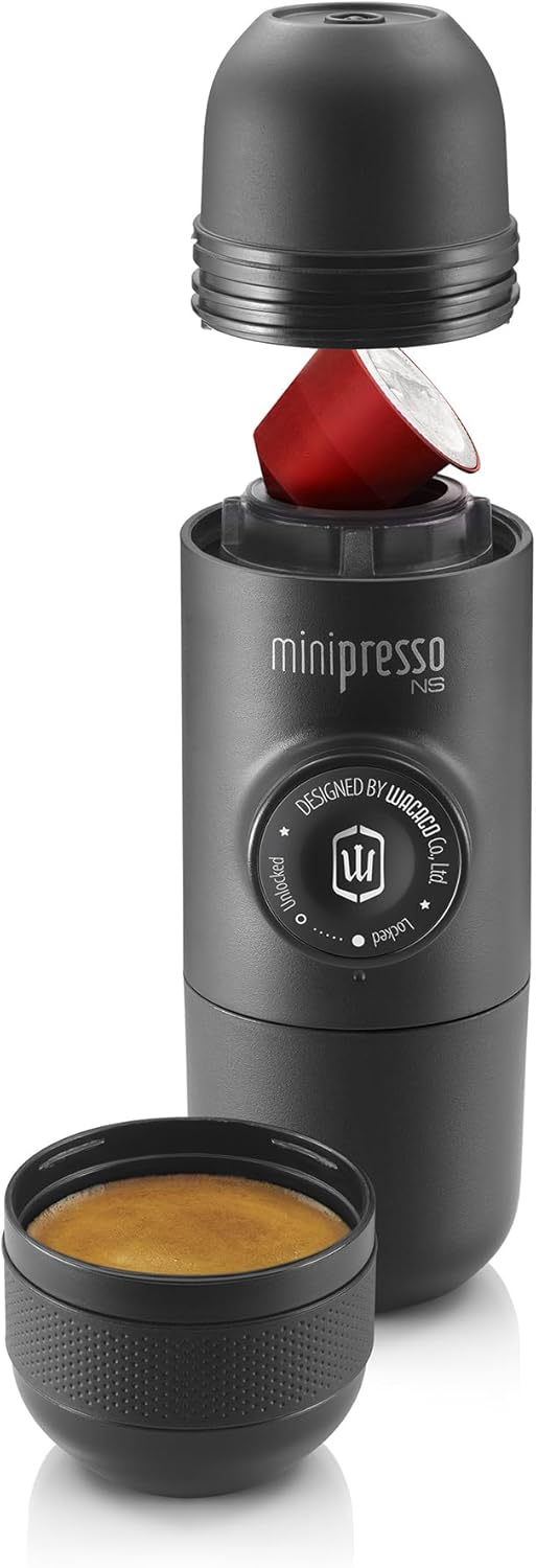 מכונת אספרסו ניידת של WACACO Minipresso NS — לקפסולות נספרסו, בלי חשמל