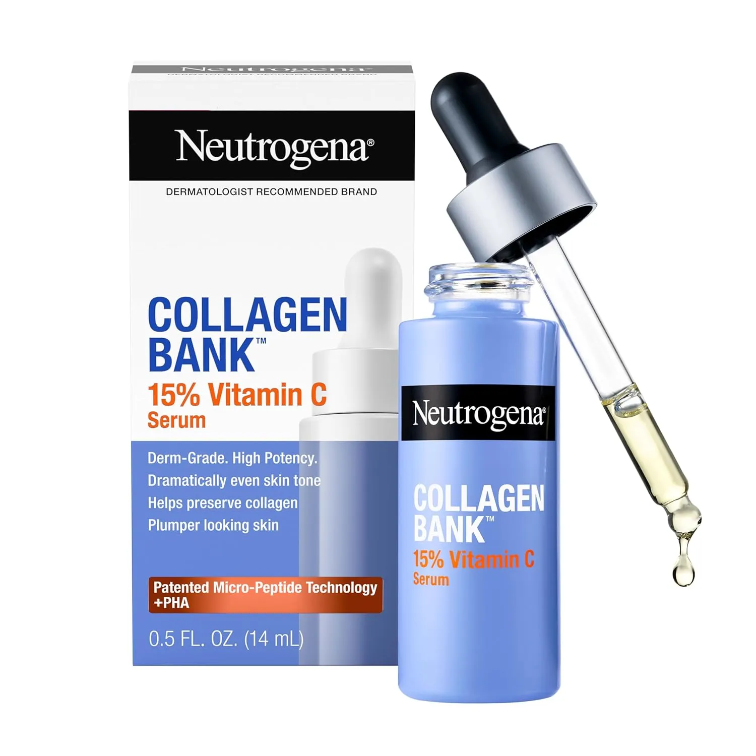 סרום ויטמין C בריכוז 15% של Neutrogena Collagen Bank — לפנים ולצוואר, ללא בישום