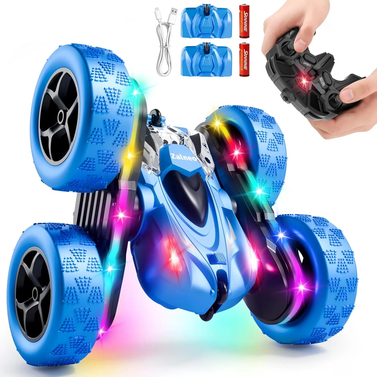 מכונית שלט רחוק פעלולים 4WD עם היפוך 360° ותאורת LED
