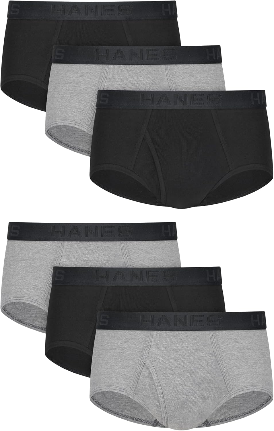 מארז 6 תחתוני בריף לגברים של Hanes — בד ComfortSoft נושם ובלי תגית
