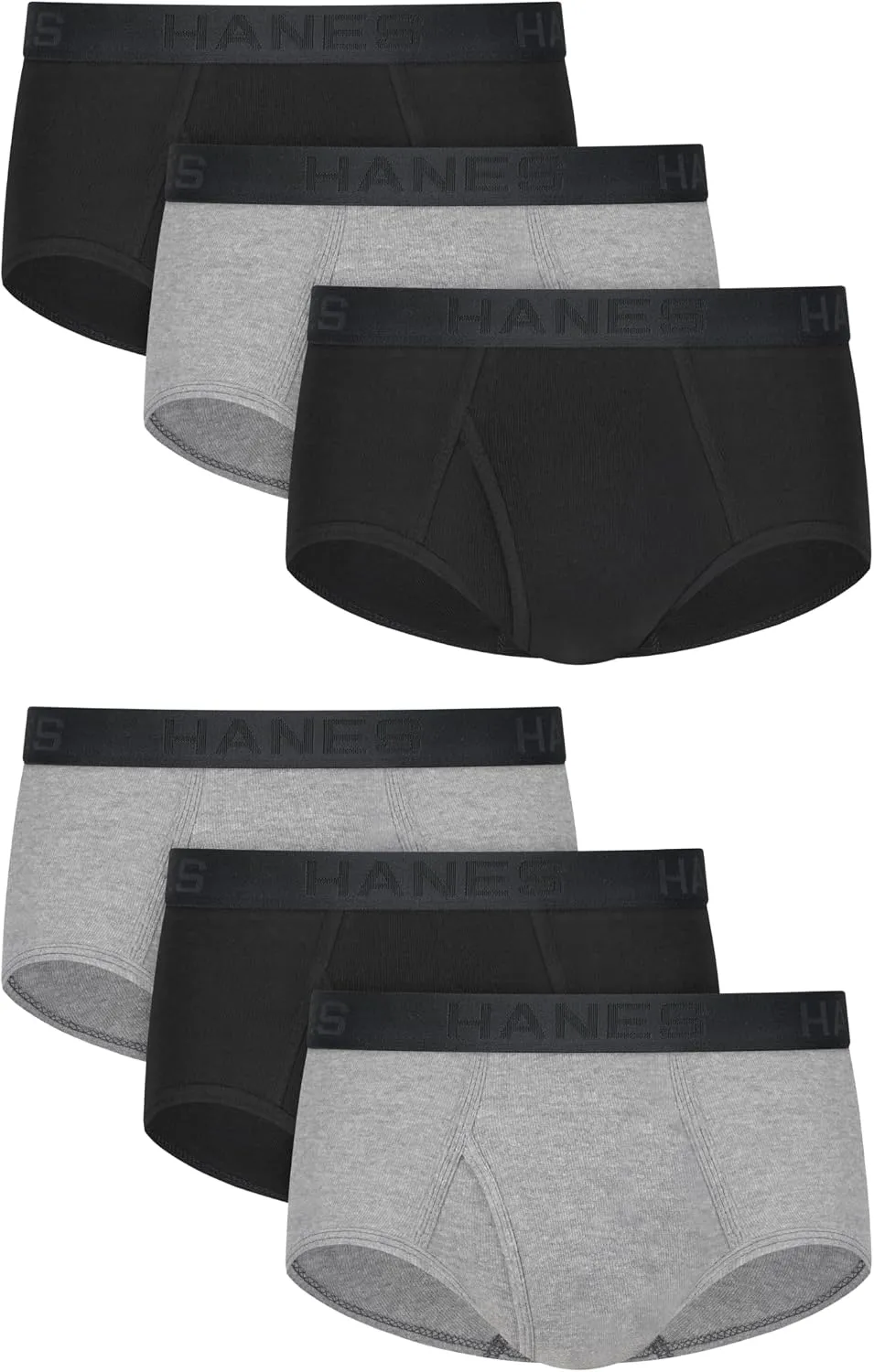 מארז 6 תחתוני בריף לגברים של Hanes — בד ComfortSoft נושם ובלי תגית
