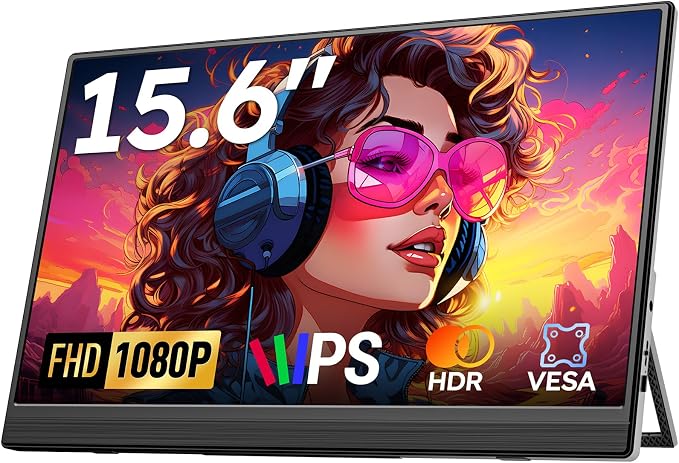 מסך נייד 15.6 אינץ' Full HD למחשב — חיבור USB-C ו-HDMI